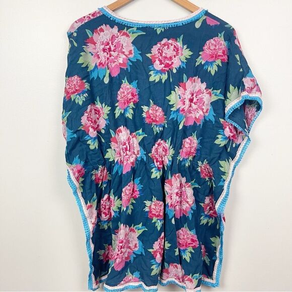 Matilda Jane Women's Medium Cool Shade Coverup ~ Floral Fringed Cotton Beach Med - Picture 4 of 4
